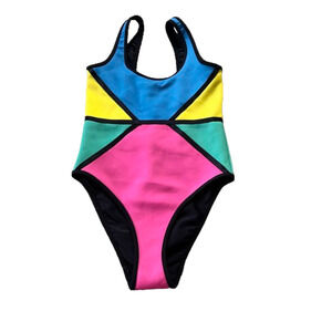 Chubbies Colorblock One Piece Swimsuit - Blue, Yellow, Pink, Green